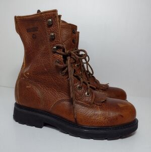 Wolverine Men's Tan Leather Lace-Up Boots Size (9.1/2)
